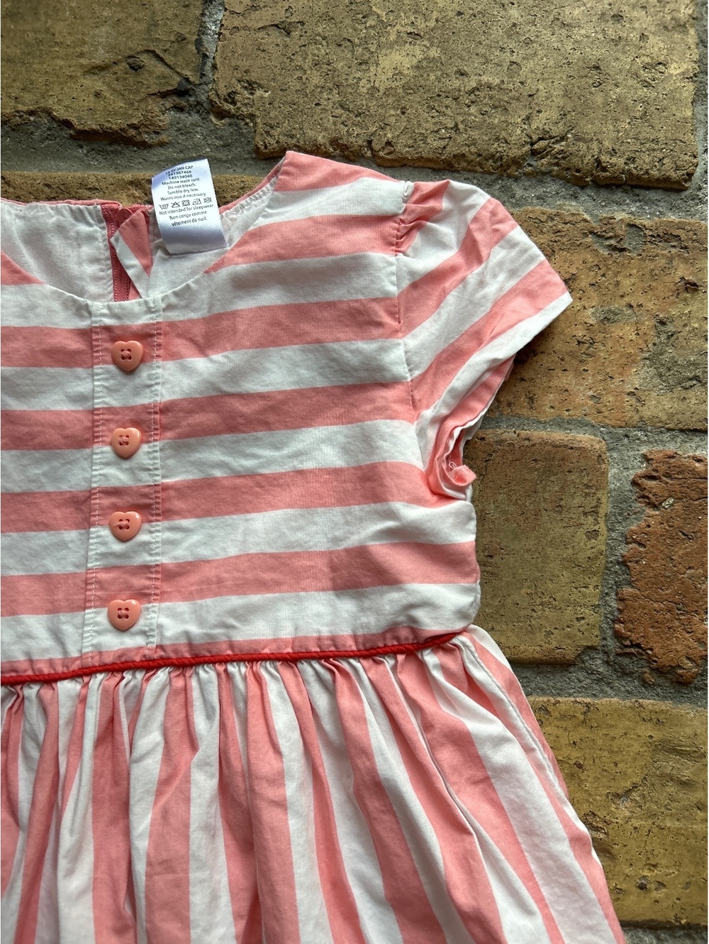 Gymboree Girls 5T Pink and White Striped Cotton Dress